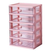 Magideal - Organizador De Escritorio Con Cajón Cajas De Almacenamiento De Escritorio Contenedor Titular De Maquillaje Gabinete De Joyería Organización De Mesa De 5 Cajones Rosa