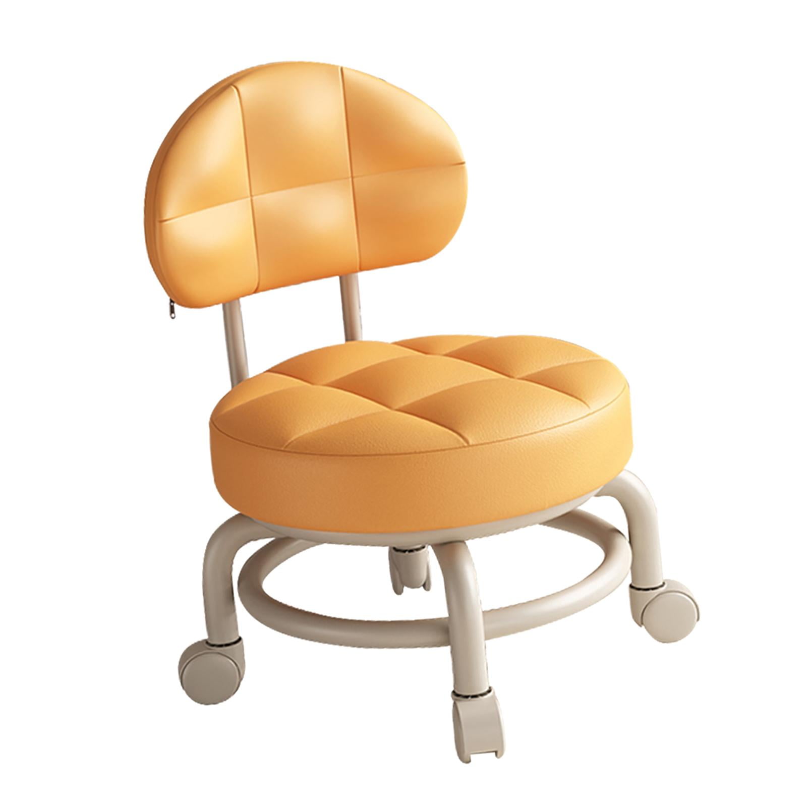 Magideal - Asiento Rodante De Respaldo Bajo, Reposapiés De Sofá De Pu, Taburete De Rodillo De Limpieza Multiusos, Taburete De Pedicura Para Salón, Hogar, Bibliot Naranja