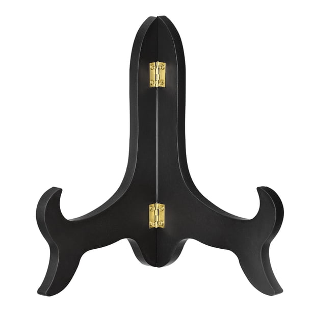 Uxcell 9" Soporte de Placa de Caballete, Soporte de Exhibición Plegable de Madera Negro para Marco de Imagen Decorativo, 1 Paquete