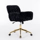 thumbnail image 3 of A&A Furniture Office Chair,Artificial rabbit hair Home Office Chair with Golden Metal Base,Adjustable Desk Chair Swivel Office Chair,Vanity Chair(Black), 3 of 3