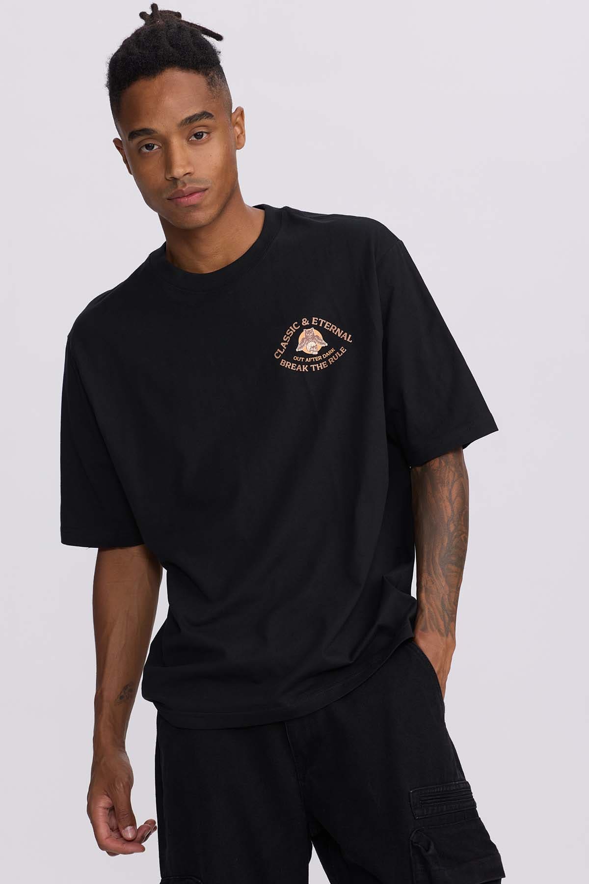 Fashionspark - Polera Hombre Doble Print Wester Negro