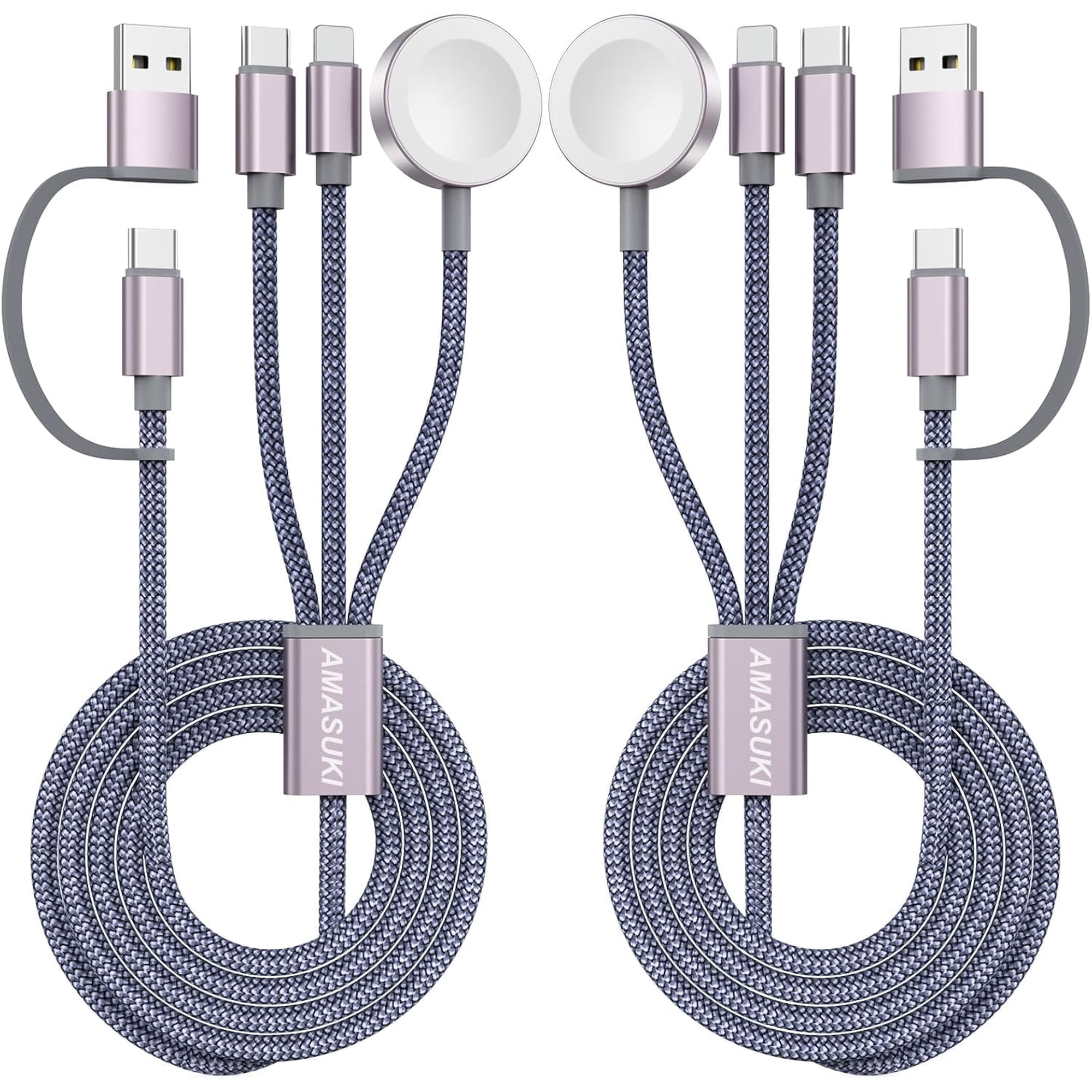 Amasuki - Cable De Carga Usb C 3 En 2 Para Apple Watch Y Iphone, Paquete De 2