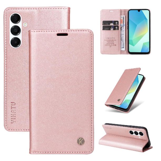 Funda Billetera de Cuero para Samsung Galaxy A26 con Tarjetero y Soporte - Tapa Magnética Rosa