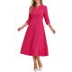 thumbnail image 2 of INSPIRE CHIC Vestido de Trabajo para Mujer Línea A 3/4 Mangas Elegante Vestido Midi Rosa Fucsia XS, 2 of 6