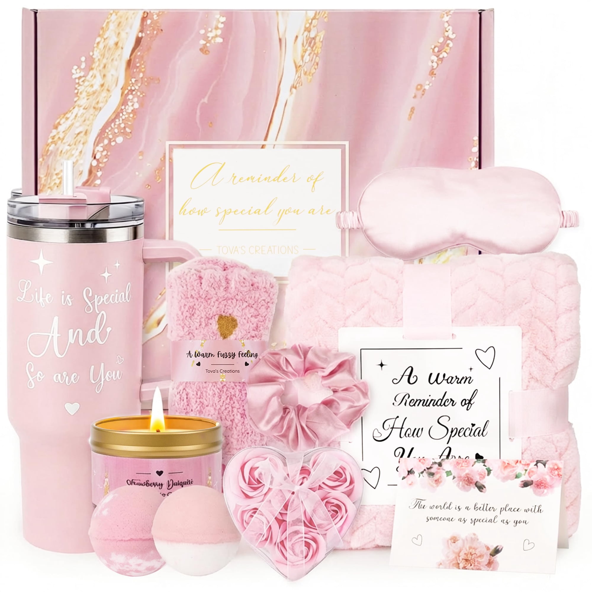 Canasta De Regalo Tova's Creations Set De Spa De 13 Piezas Con Vaso Térmico De 1.2l