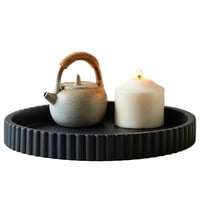 Xusx111 - Bandeja Negra Para La Mesa De Café - Bandeja Decorativa Redonda Negra Para La Decoración De La Mesa Del Centro De La Mesa De Café (28 * 3 Cm)