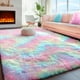 thumbnail image 1 of Alfombra PAGISOFE, esponjosa y colorida, arcoíris para dormitorio de niñas, 1 of 3