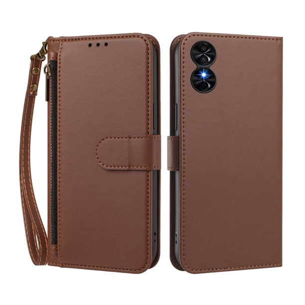 Funda Tipo Billetera para TCL 50 SE/40 NxtPaper 4G con Soporte y Bolsillo con Cierre Marrón