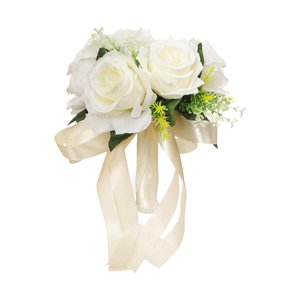 Magideal - Boda Elegante Ramo De Novia Arreglo Floral Novia Manos Sosteniendo Ramo Para La Iglesia Aniversario Boda Compromiso Decoración Blanco
