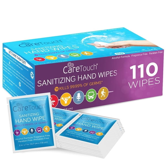 Toallitas desinfectantes para manos Care Touch 110, envueltas individualmente