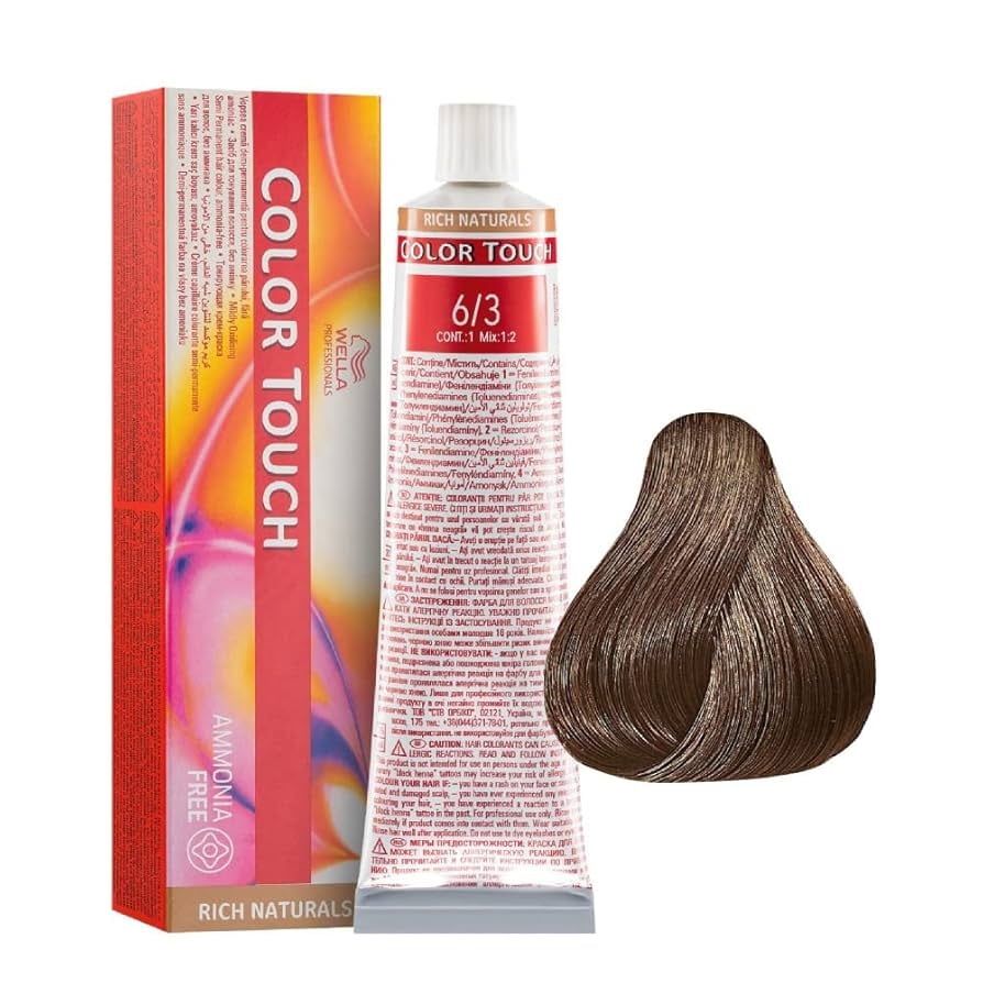 Tinte Para Cabello Wella Color Touch 6/3 Rubio Oscuro Dorado 60ml
