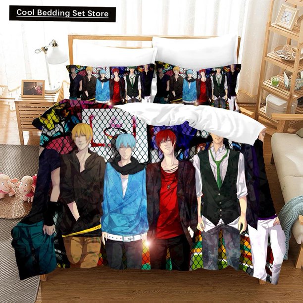 x1053 Bed SheetsAnime Kurokos Basketball Bedding Set Comforter Luxury Duvet Cover Set Home Textile Size Cartoon Kids 3-Piece Bedding Set (1 Duvet Cover + 2 Pillow Shams) nj1053