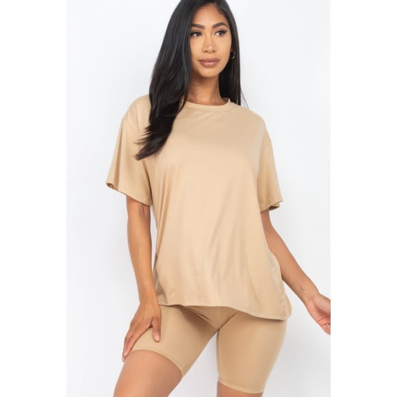Conjunto De Top Holgado Y Shorts De Ciclista