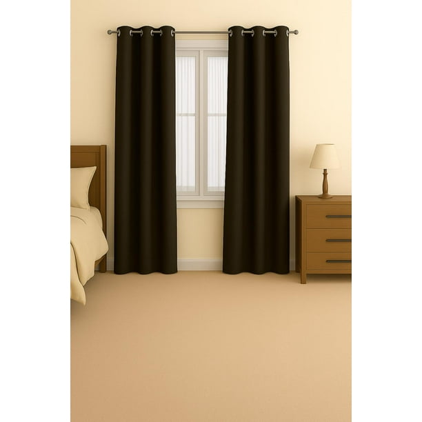 Pack 2 Cortina Engomada Termica Tela Delgada 100% Blackout 140X225 marron 140X225