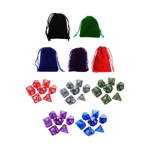 Magideal - Juego De Dados Poliédricos De 35 Piezas D20 D12 D10 D8 D6 D4 Con Bolsa De Dados De Terciopelo, Dados Acrílicos Para Juegos Para Herramientas De Enseña