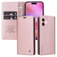 thumbnail image 1 of Funda Billetera de Cuero para iPhone 16 con Tarjetero y Soporte - Tapa Magnética Rosa, 1 of 6