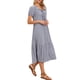 thumbnail image 4 of INSPIRE CHIC Vestido de Mujer a Cuadros Escote en V Manga Corta Vestido Midi XS Negro Azul, 4 of 6