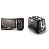 Horno Microondas Nostalgia Retro 0.9 Pies Cúbicos 800 W Y Tostadora Black+Decker 2 Rebanadas T2569B 850 W