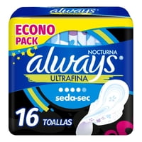 Toallas Higiénicas Nocturnas Ultrafina Flujo Abundante Con Alas 16 Un Always