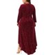 thumbnail image 4 of Vestidos formales de talla grande para mujer de Agnes Orinda, mangas 3/4, sirena, bajo alto-bajo, maxi, terciopelo, vestido de invitada de boda, 3X, burdeos, 4 of 8