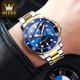 thumbnail image 2 of Reloj OLEVS de acero inoxidable dorado para hombre con fecha impermeable, 2 of 9
