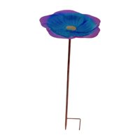 Magideal - Comedero Para Pájaros Con Estacas De Metal, Baño De Pájaros De Metal Para Jardín, Hierro Para Patio Trasero, Jardín, Baño De Pájaros Al Aire Libre Par Azul Morado