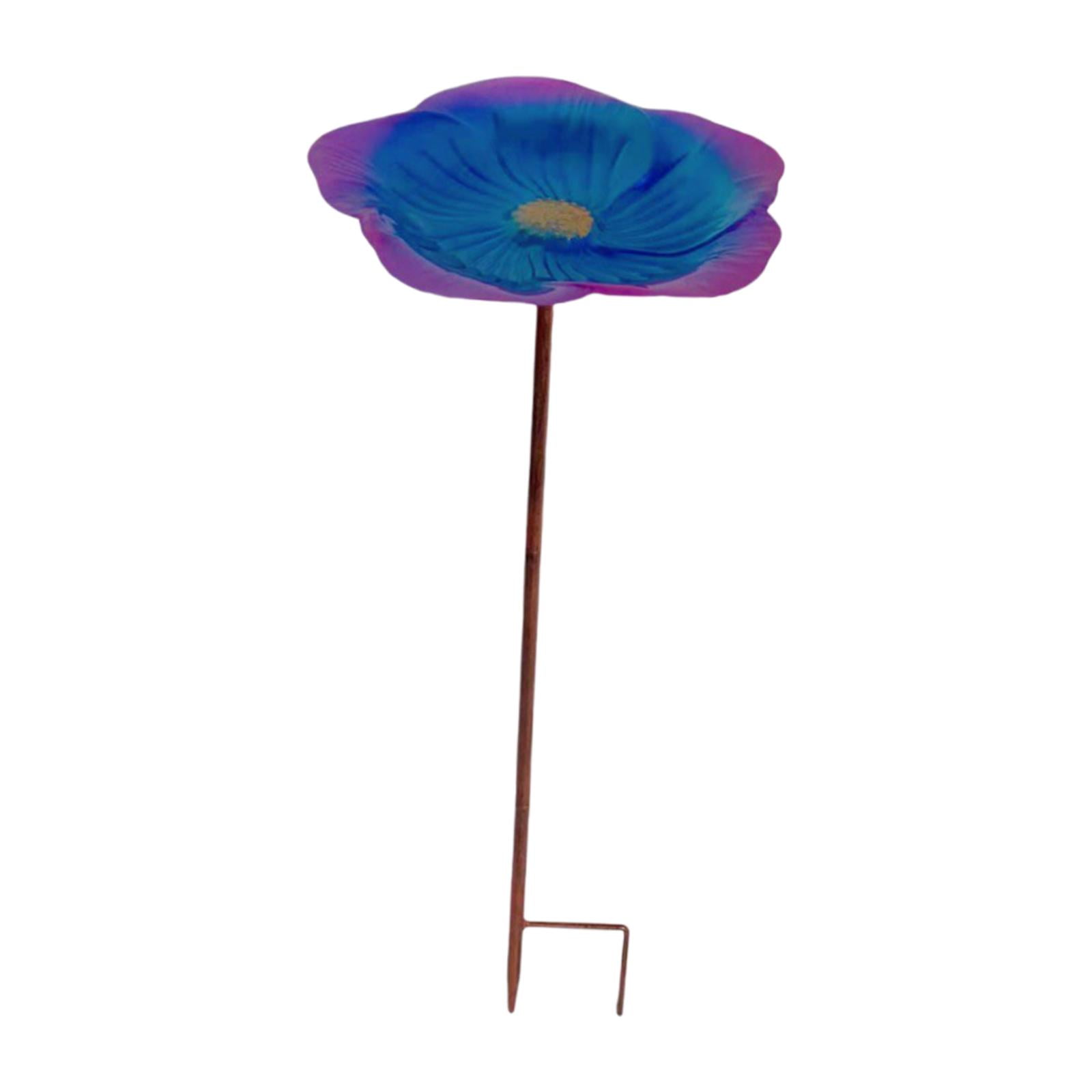 Magideal - Comedero Para Pájaros Con Estacas De Metal, Baño De Pájaros De Metal Para Jardín, Hierro Para Patio Trasero, Jardín, Baño De Pájaros Al Aire Libre Par Azul Morado