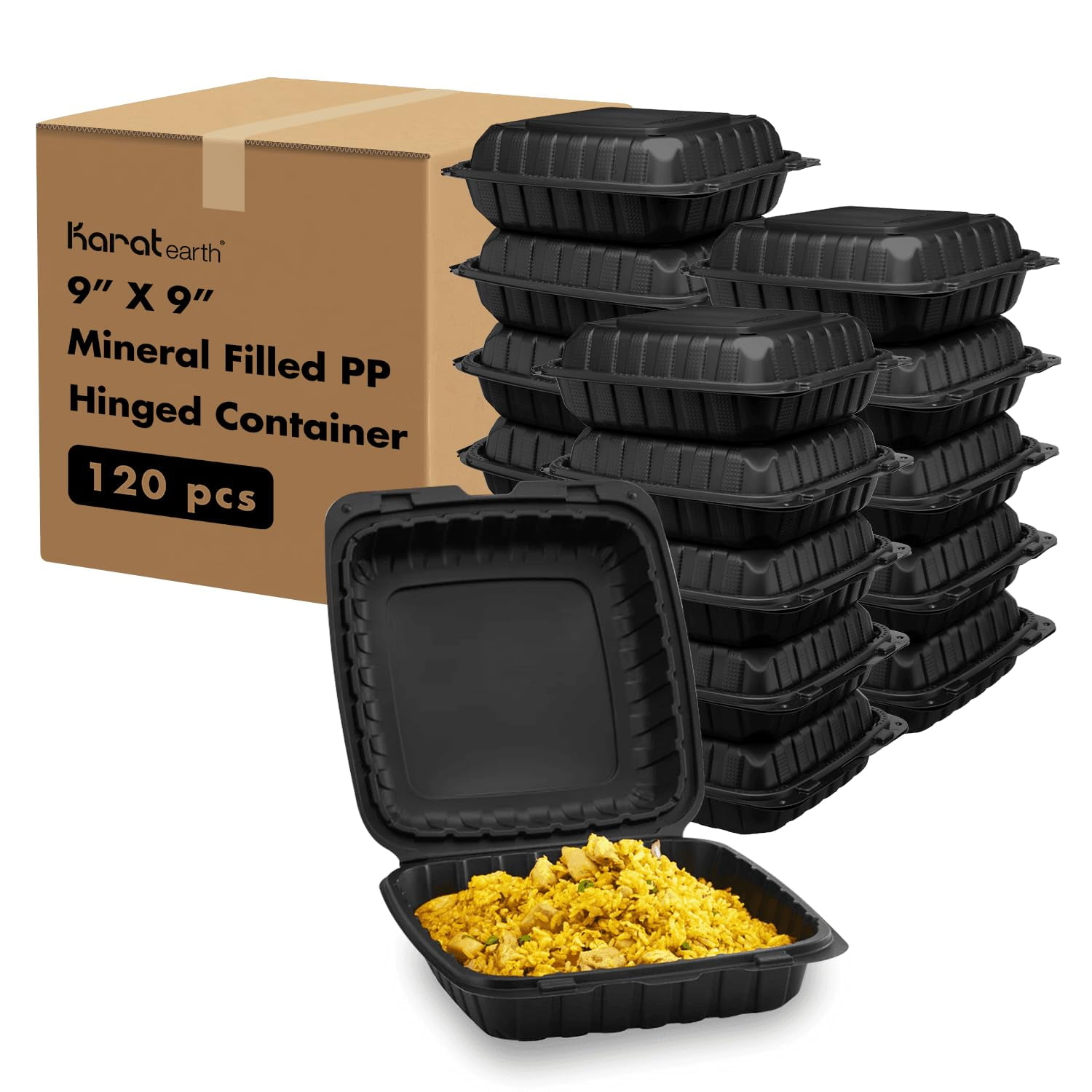 Contenedores Para Alimentos Karat Earth 23 X 23 Cm, 120 Unidades, Aptos Para Microondas