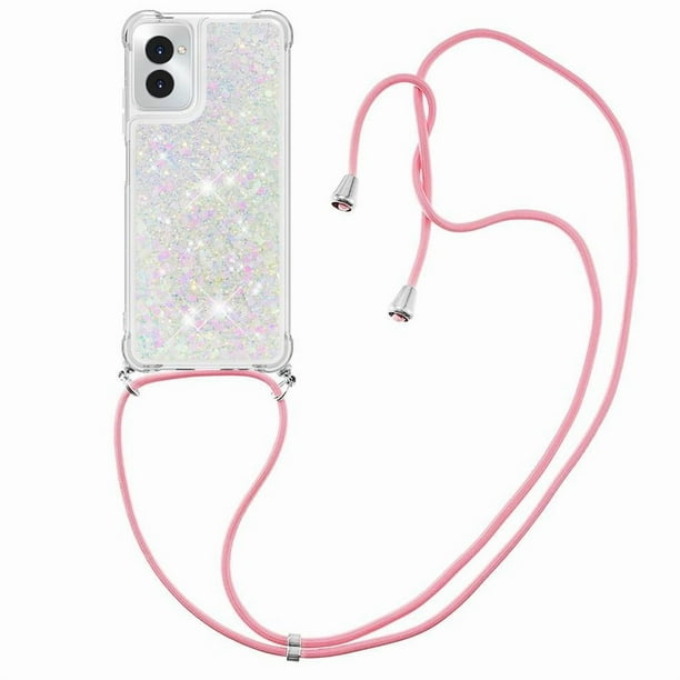 Funda FOXDOCK para Motorola Moto G Power 5G 2024 con Cuerda Ajustable, Brillo Líquido, Protección Antigolpes y Lente – Ideal para Regalo