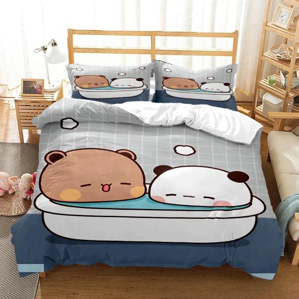 x2175 Bed SheetsCute Bubu Dudu Cartoon Bear Panda Duvet Cover Kawaii Bedding Sets Soft Quilt Cover And Pillowcases /Double Boys 3-Piece Bedding Set (1 Duvet Cover + 2 Pillow Shams) nj2175