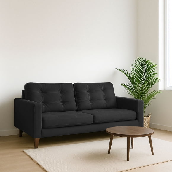 Sofa Napoles 3c Tela Velvet Negro