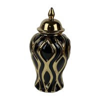 Magideal - Tarro De Jengibre De Cerámica, Tarro De , Delicado Jarrón De Cerámica Con Tapa, Para Estantería, Hogar, Sala De Estar, Decoración De Fiesta S Negro Y Oro