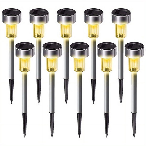 10pcs Solar Lights Outdoor, Stainless Steel LED Landscape Lighting Solar Powered Outdoor Lights Solar Garden Lights For Pathway, Walkway, Patio, Yard, Lawn