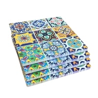 Oem - Set 4 Posavasos Colorido Ceramica Y Corcho 4 Piezas Cuadrado M3