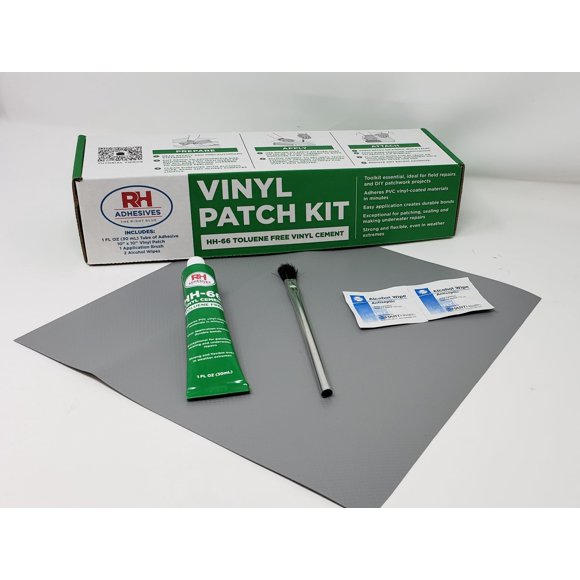 Patch Kit RH Adhesives de vinilo con refuerzo de PVC de 10 x 10 cm, color gris