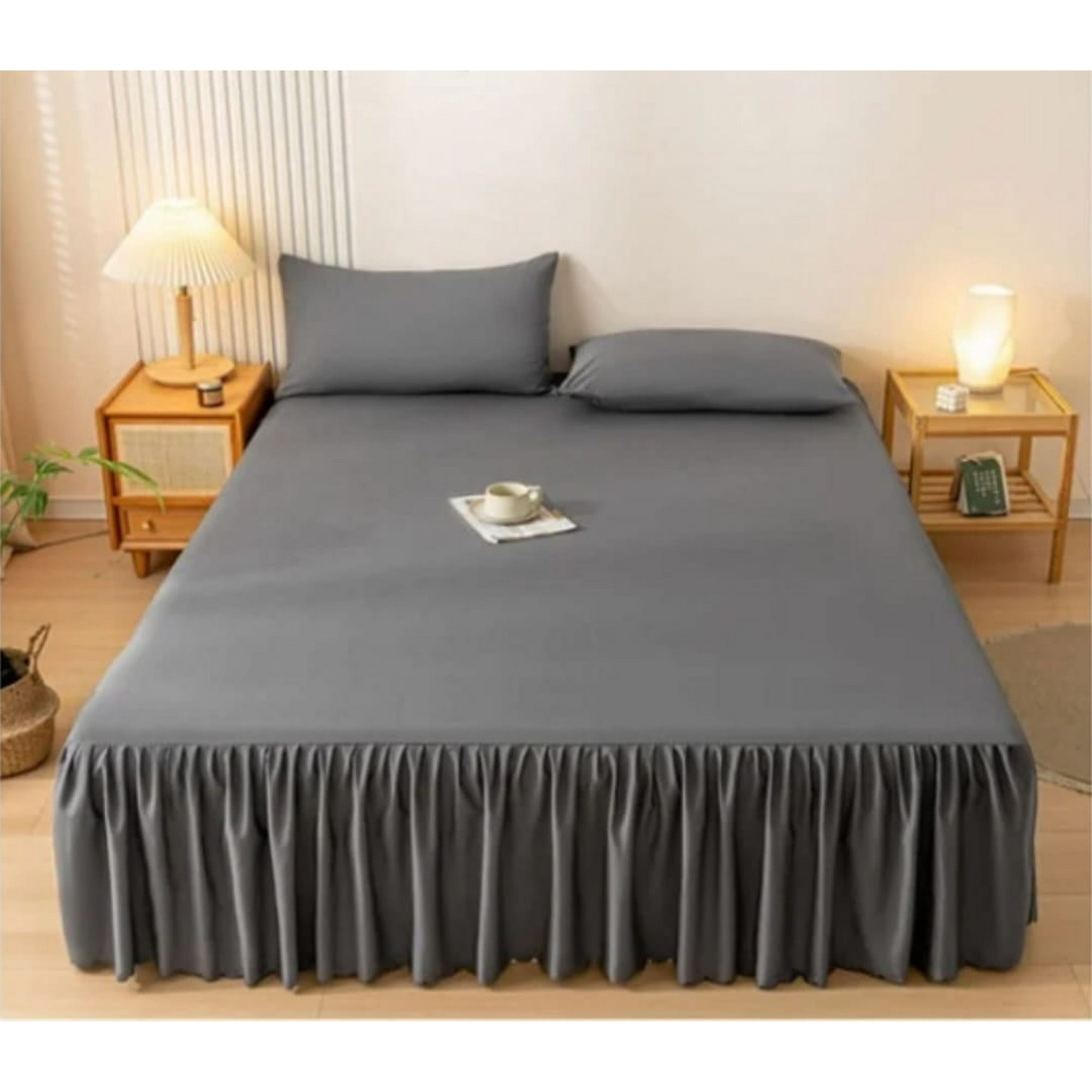 Aladdins Shop - Faldon Para Cama 1,5 Plaza Color Gris