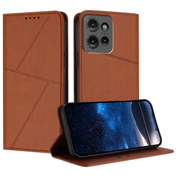 Funda Cartera Magnética para Motorola Edge 50 Protección Antichoque con Ranuras Marrón