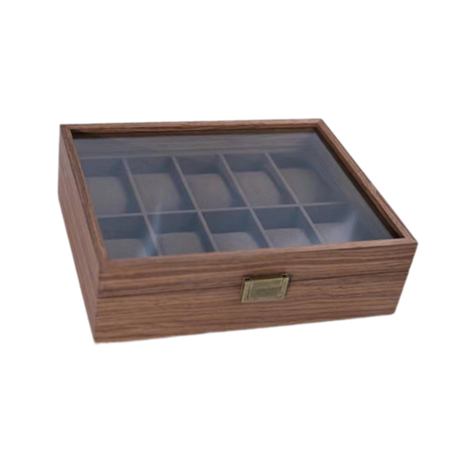 Magideal - Caja De Almacenamiento De Madera Para Relojes, Contenedor Para Relojes, Estuche De Exposición De Joyería De Lujo Elegante, Almohada Para Reloj Para Co 10 Ranuras