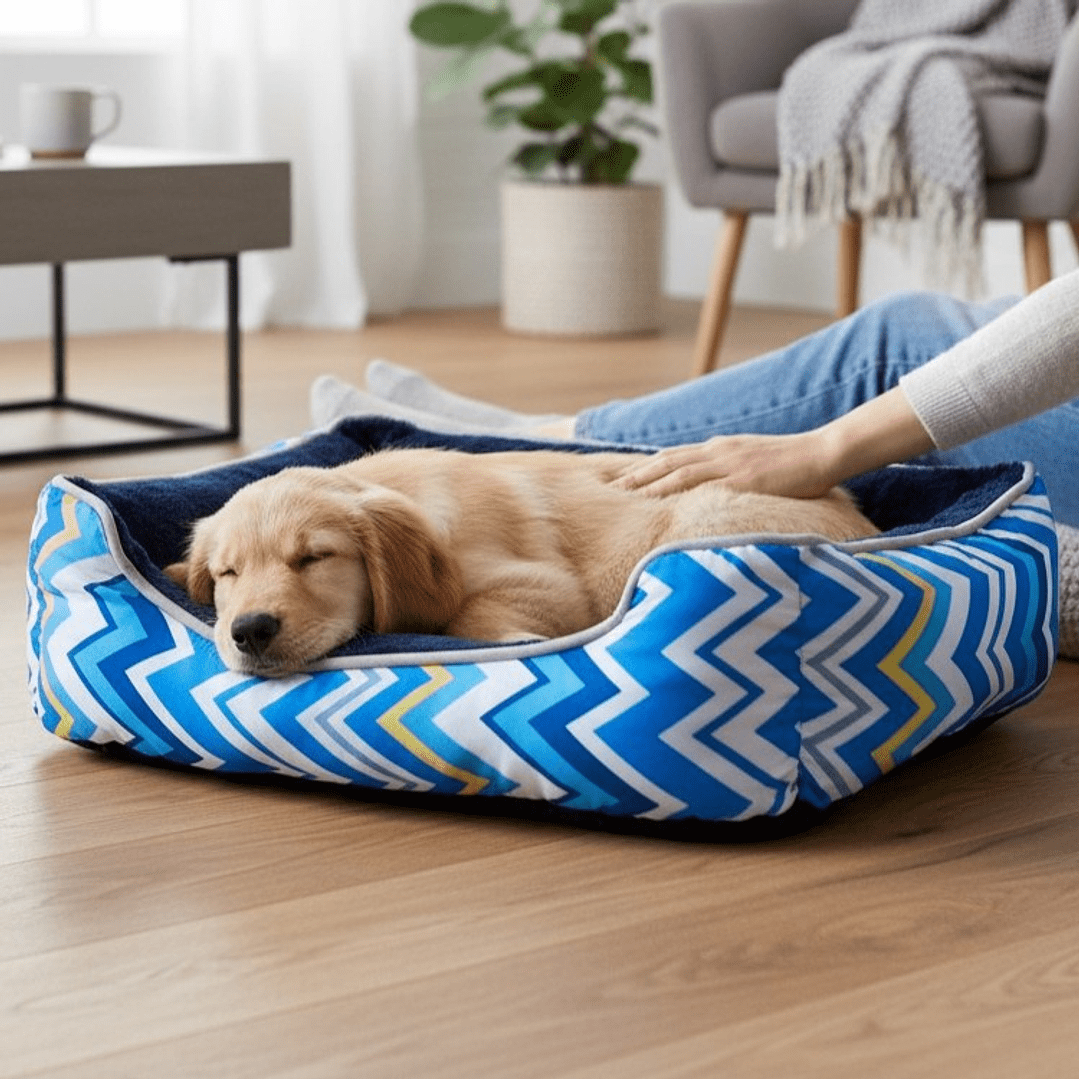 Bloccare - Cama Para Mascotas Espuma - Talla L (tricolor Azul)