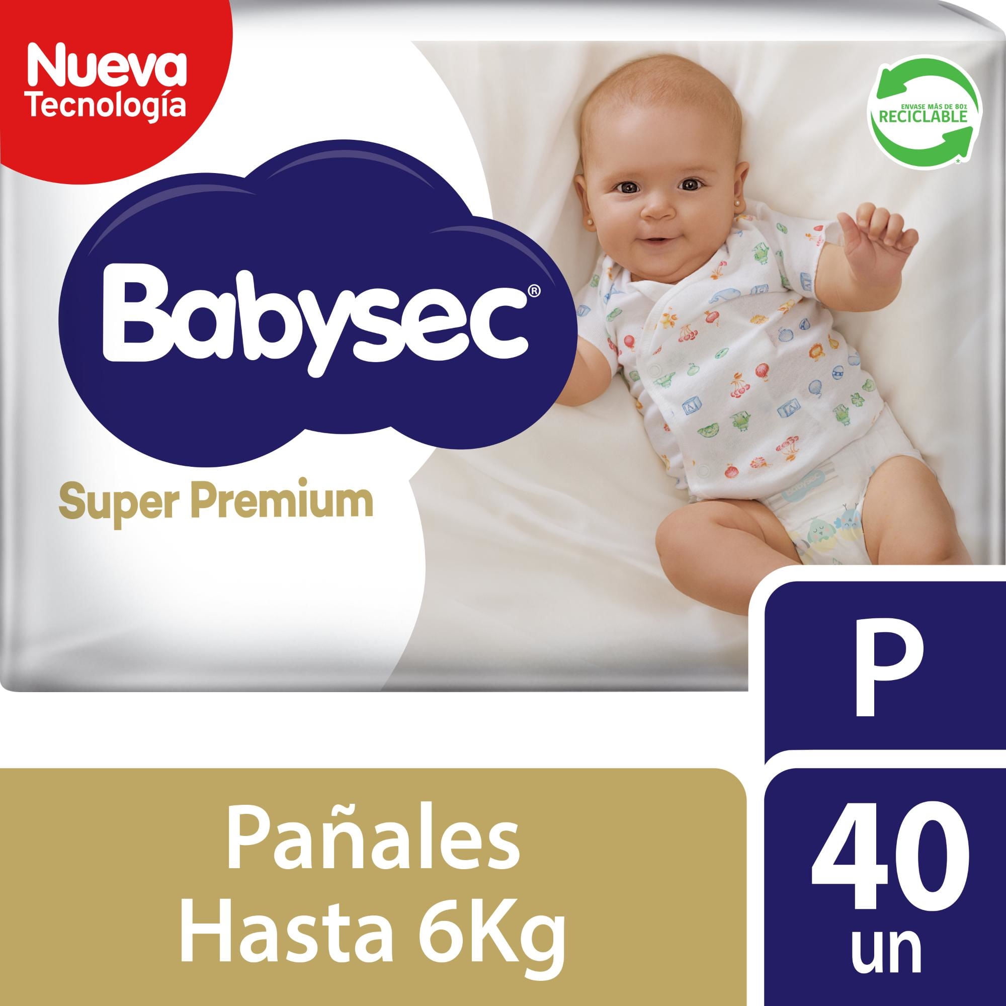 Pañales Súper Premium P, 40 Un 40 Un Babysec