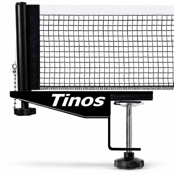 Red profesional de tenis de mesa Tinos, compatible con mesas de hasta 4,5 cm de grosor | Red de ping pong con abrazadera de tornillo y juego de postes | Ajuste de altura y tensión