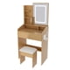 thumbnail image 3 of Vanity Table with LED-Illuminated Mirror, Power Outlet, Hairdryer Holder & Stool – Compact Dressing Desk for Small Bedrooms(Wood), 3 of 3
