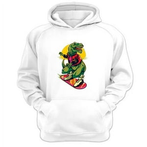 Genérico - Polerón Canguro Dinosaurio Skate Blanco Talla S Unisex