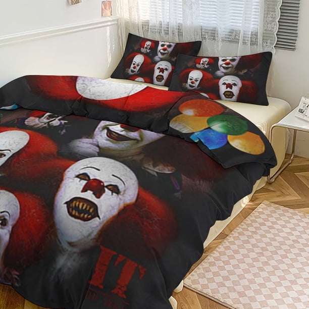 Pennywise Print Bedding Set Pattern Duvet Cove Set 3 Pieces 1 Quilt Cover And 2 Pillowcases for Women Men Teens