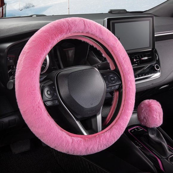 Funda para volante de coche y funda para cambio de marchas SEG Direct, color rosa