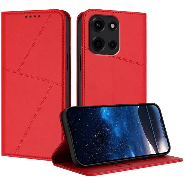 Funda Cartera Magnética para Motorola MOTO G 5G 2025 Protección Antichoque con Ranuras Rojo