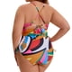 thumbnail image 4 of Agnes Orinda Traje de Baño de Una Pieza para Mujer de Talla Grande Estampado con Tirantes Cruzados Control de Abdomen Monokini L Geométrico Multicolor, 4 of 8