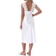 thumbnail image 3 of INSPIRE CHIC Camisón de Satén para Mujer con Encaje en el Escote en V, Sin Mangas, Vestido de Pijama Midi, Talla S, Blanco, 3 of 6
