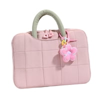 Magideal - Funda Para Portátil Bolso Protector Con Asa Cierre Cremallera Portátil Ligera Diseño Elegante Decoración Floral Nylon Acolchado Adecuada Para Mujeres Rosa
