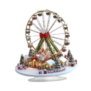 Bothyi - Decoración Navideña Con Forma De Rueda De Acrílico, Letrero Plano Único En 2D Para Esquinas Festivas